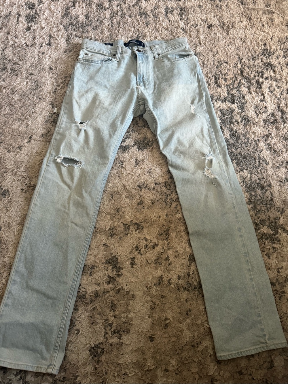 Hollister Light Blue Distressed Straight Jeans
